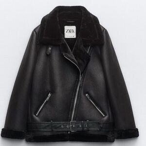 Zara leather jacket with fur